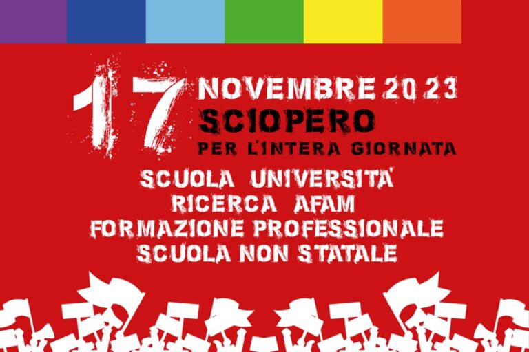 SCIOPERO 17 NOVEMBRE 2023: PRESIDIO REGIONE CAMPANIA, PIAZZA DEL PLEBISCITO, ORE 10 DAVANTI ALLA PREFETTURA